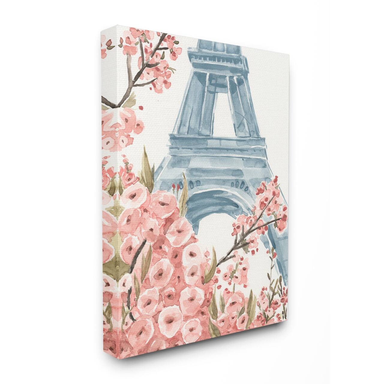 Stupell Industries Pink & Blue Paris Flowers Eiffel Tower Painting Wall Accent